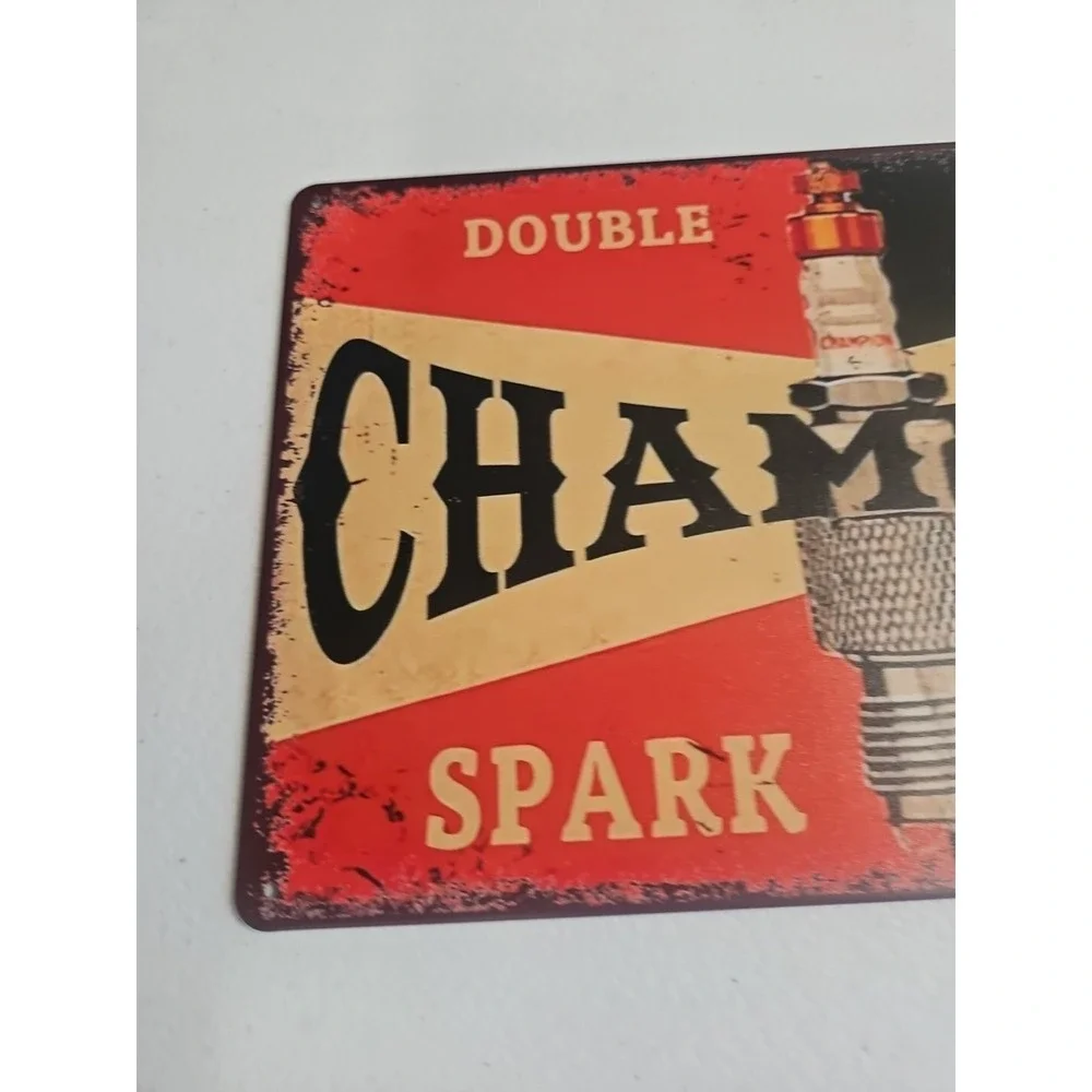 Champion Spark Plugs, Rustic Looking,  8x12, Metal Sign Garage Mechanic